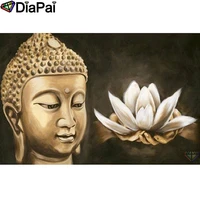 diapai diamond painting 5d diy 100 full squareround drill buddha flower hand diamond embroidery cross stitch 3d decor a24526