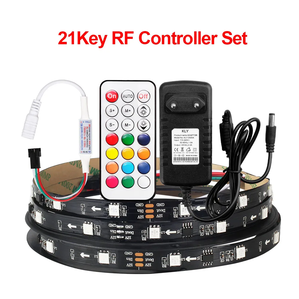 21 Key Controller 5 м 30/60 светодиодный s/M 2811 пикселей Полноцветный Программируемый индивидуальный адресуемый светодиодный светильник WS2811 5050 RGB 12 В светодиодный набор лент - Испускаемый цвет: 21 Key Controller
