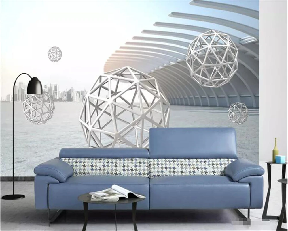 3d стерео абстрактные линии металлические сферы креативные пространства ТВ фон