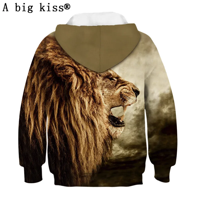 Explosion lion head digital print children's sweater Europe and America large size sweatshirt boys 3D sweatshirts |