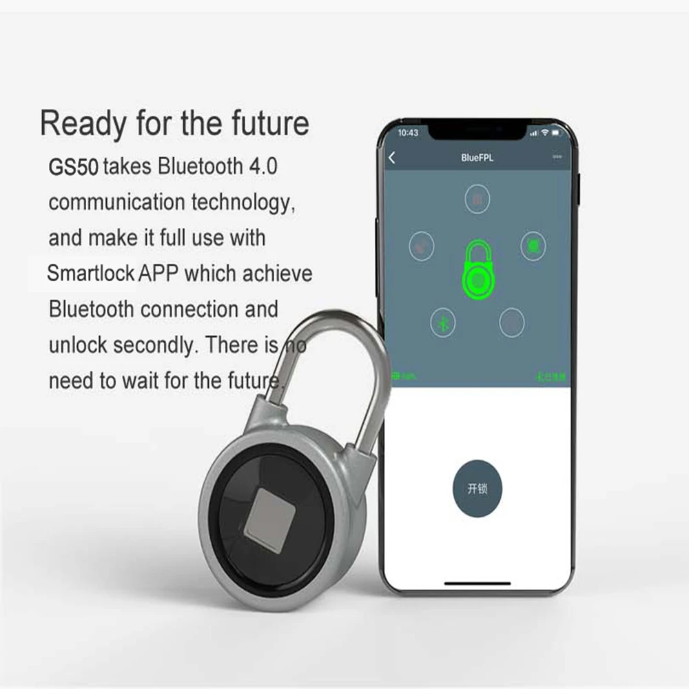 Мини-замок отпечатков пальцев Bluetooth водонепроницаемый БЕСКЛЮЧЕВОЙ цифровой