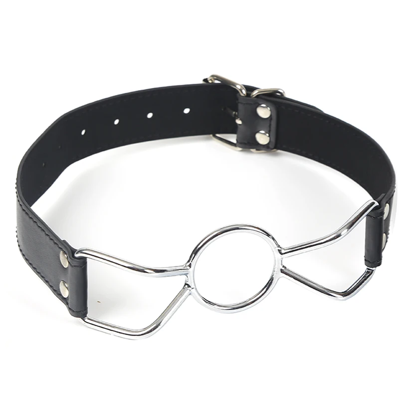 Кожа Сексуальные игрушки кольцо кляп флирт открытый рот с o образными кольцами во