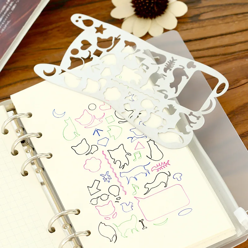 Винтаж Портативный Нержавеющая сталь металлический Трафареты полые линейки