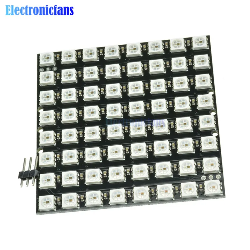 8*8 64 светодиодный s 5050 RGB WS2812 WS2812B полноцветная Гибкая Светодиодная панель