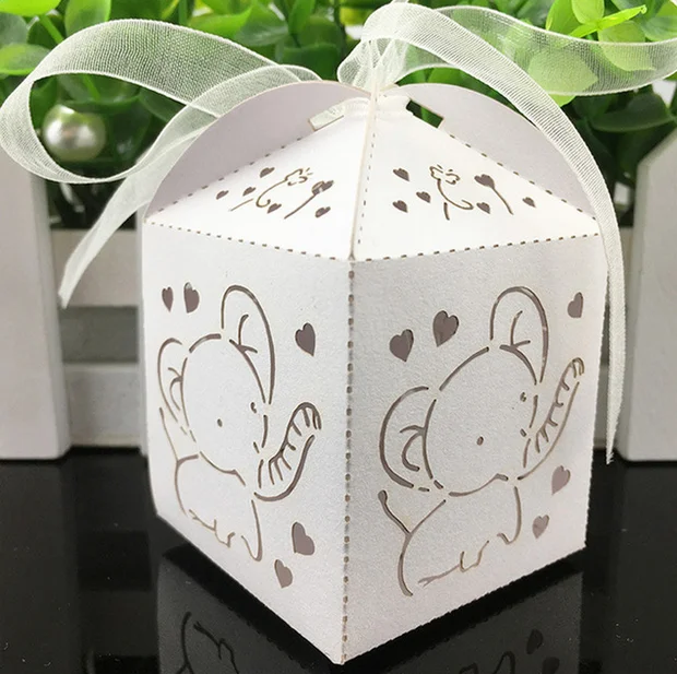 100 X горячая распродажа лазерная вырезанная белая/Розовая слон свадебные