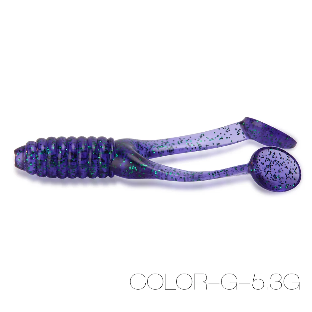 color g Spinpoler 10 шт. мягкий свимбейт в форме червя пластиковая приманка Двойное Весло Т-хвост большой ребристый джиггинг Джеркбейт падение выстрел бас Щука окунь форель - Цвет: color g