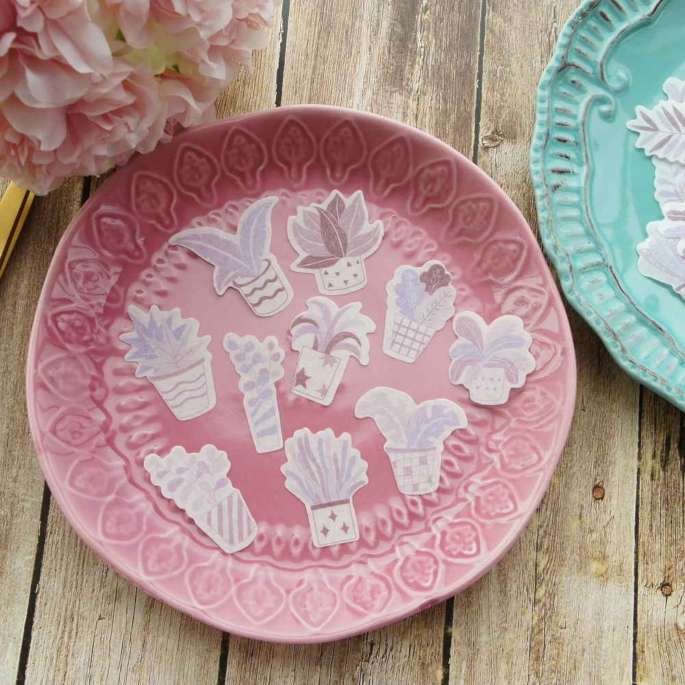 58 шт розовые растения в горшке стиль бумажная наклейка для скрапбукинга Сделай