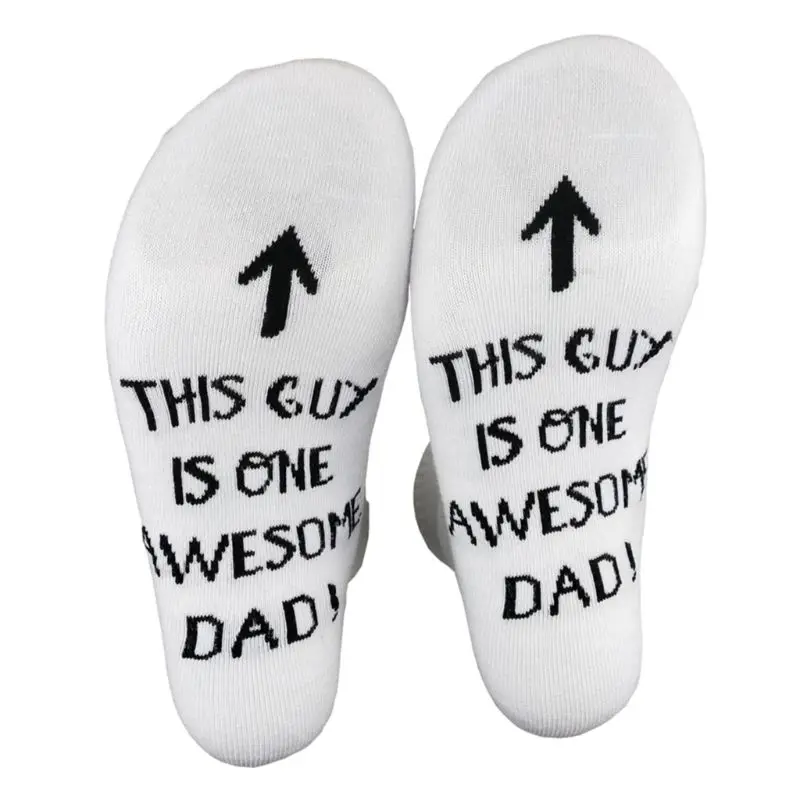 B Забавные мужские длинные носки унисекс с надписью «This Guy Is One Awesome Dad», вязаные трикотажные носки из чесаного хлопка в рубчик, подарки для отцов - Цвет: B