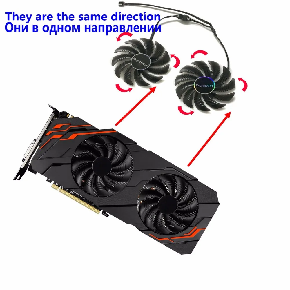 GV-RX570/580 игровая планшетория/RX480WF2 T129215SU 87 мм (90 мм) Gigabyte карты охлаждения вентилятор