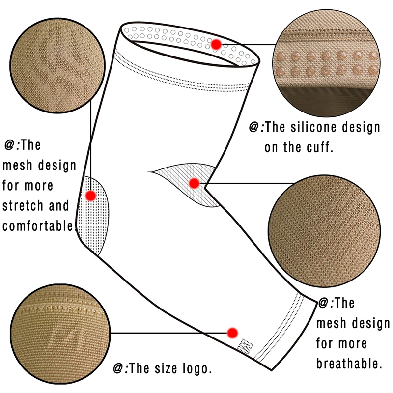 Findcool 1 Pair Elbow Brace Compression Sleeve Middle Arm Support for Reduce Pain and Promotes Recovery |