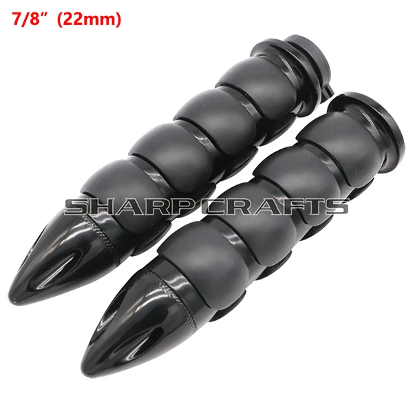 D Black 22mm " 25 мм и 7/8" 22 мм заготовка резиновая пламя Спайк рукоятки для Harley Honda Kawasaki Suzuki Yamaha велосипеды крейсер Чоппер на заказ - Цвет: D Black 22mm