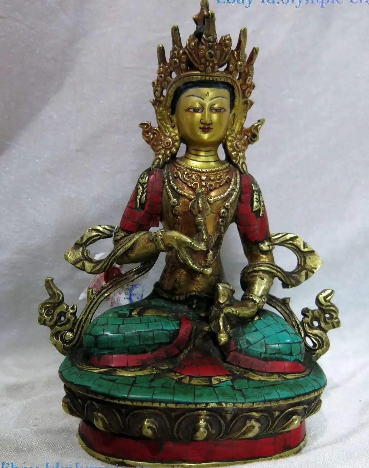 

10" Tibet bronze gild calaite Painting lucky buddhism Amitayus Buddha Statue