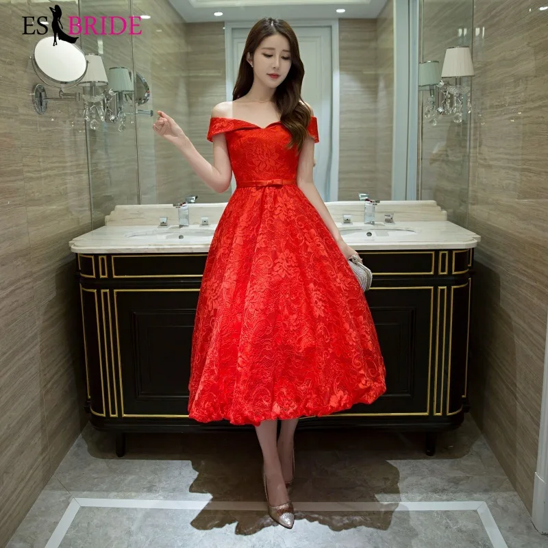 Красное вечернее платье модное с вырезом лодочкой сексуальное кружевное