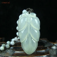 cynsfja real rare certified natural grade a burmese jadeite charms amulet lucky career business leaf jade pendant ice hand carved high quality artwork best gifts