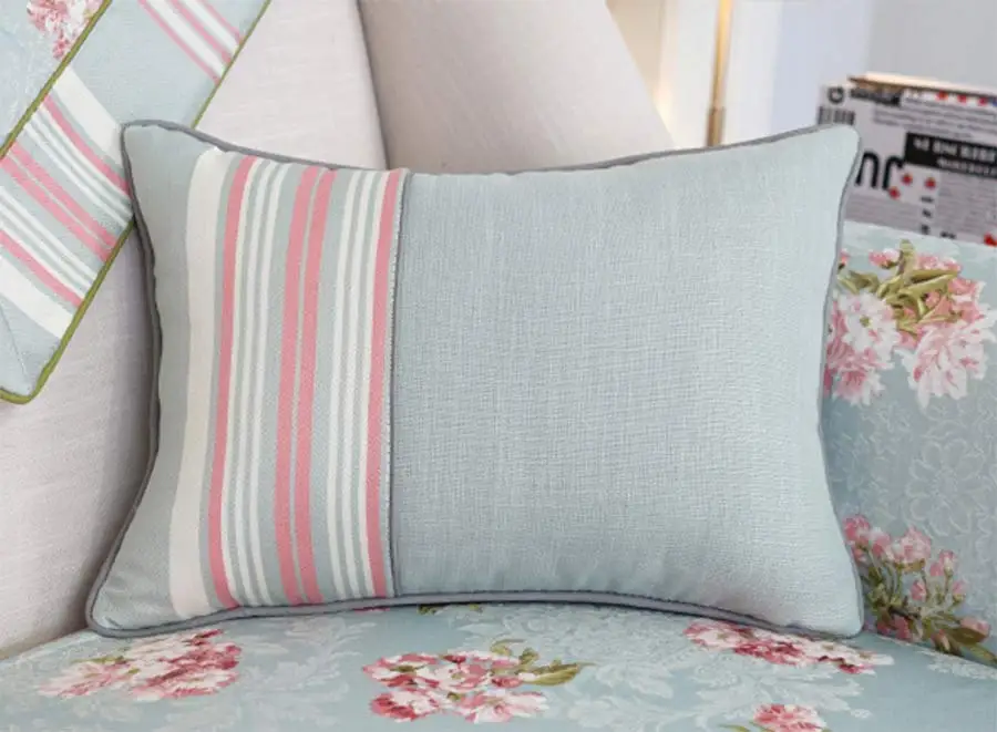 Элегантные подушки из жаккардовой ткани в Пасторальную синюю цветочную