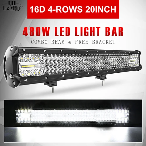 16D 20inch 480W CO LIGHT 16D Lens 4-Rows 264W 336W 480W 696W 1128W Led Light 4x4 Offroad Bar Combo Led Bar for Offroad 4WD Truck Trailer 12V 24V - Цвет: 16D 20inch 480W