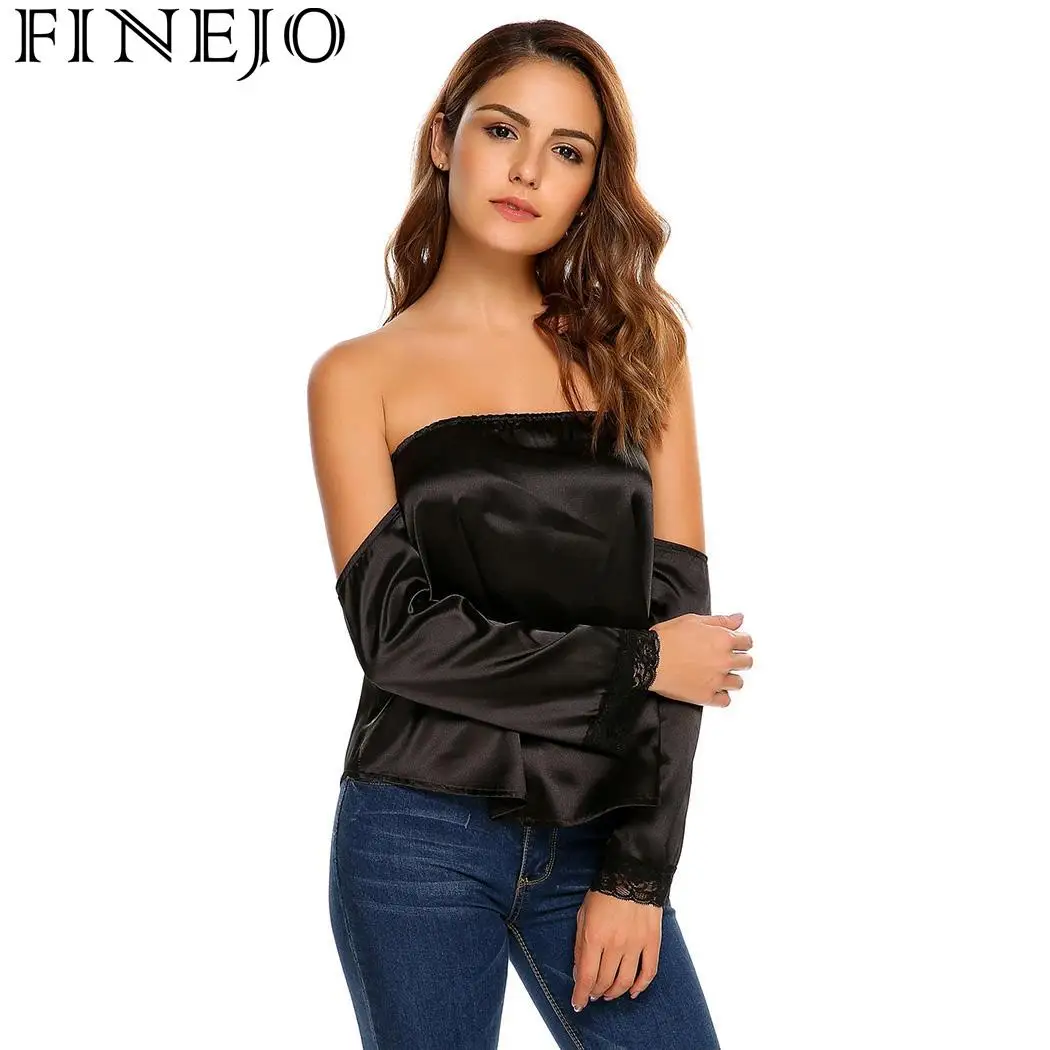 FINEJO Длинные Модные женские Топы без бретелек с кружевными вставками - купить по