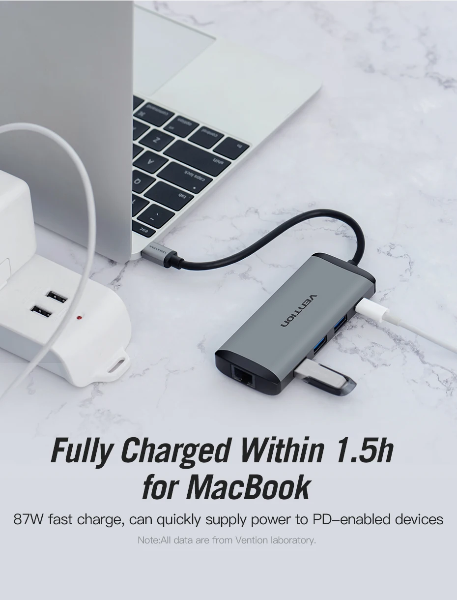 Vention Thunderbolt 3 док-станция USB 3,0 type C к HDMI USB концентратор RJ45 для MacBook Pro nintendo huawei P30/P20 samsung usb c адаптер