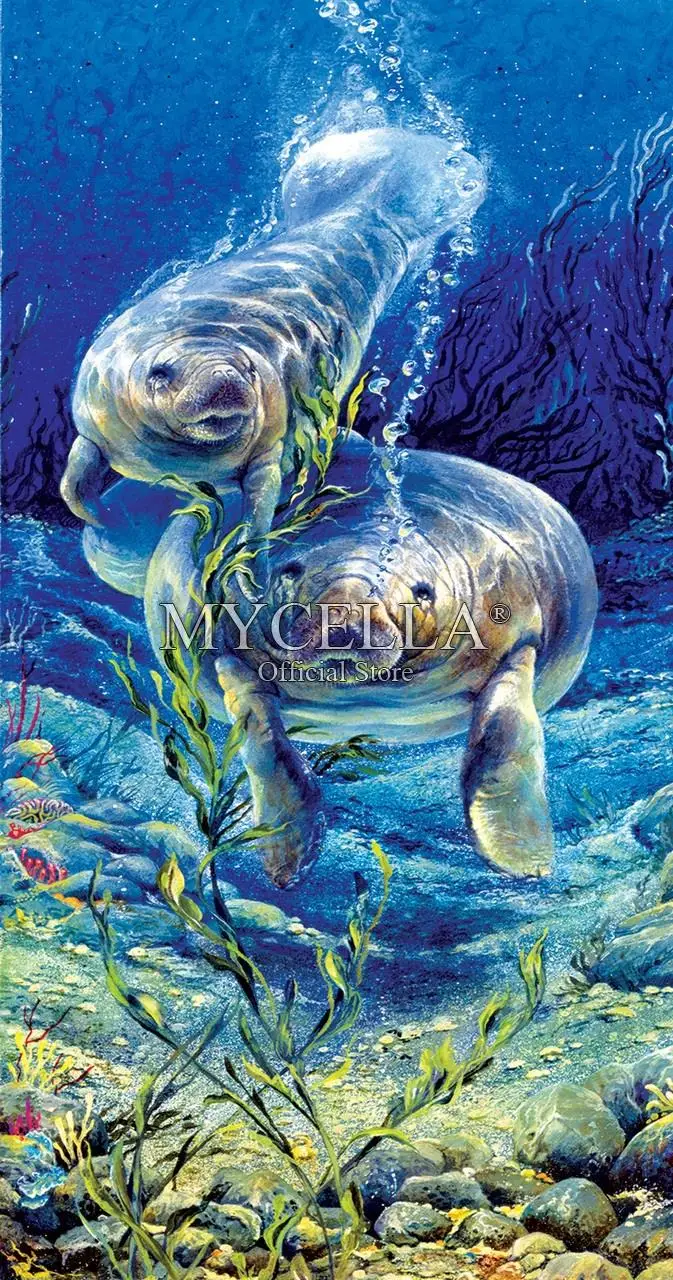 

5D DIY Diamond Painting Manatee Dive Sea Life Christmas Gift Full Round Diamond Embroidery Cross Stitch Mosaic Home Decor Gift