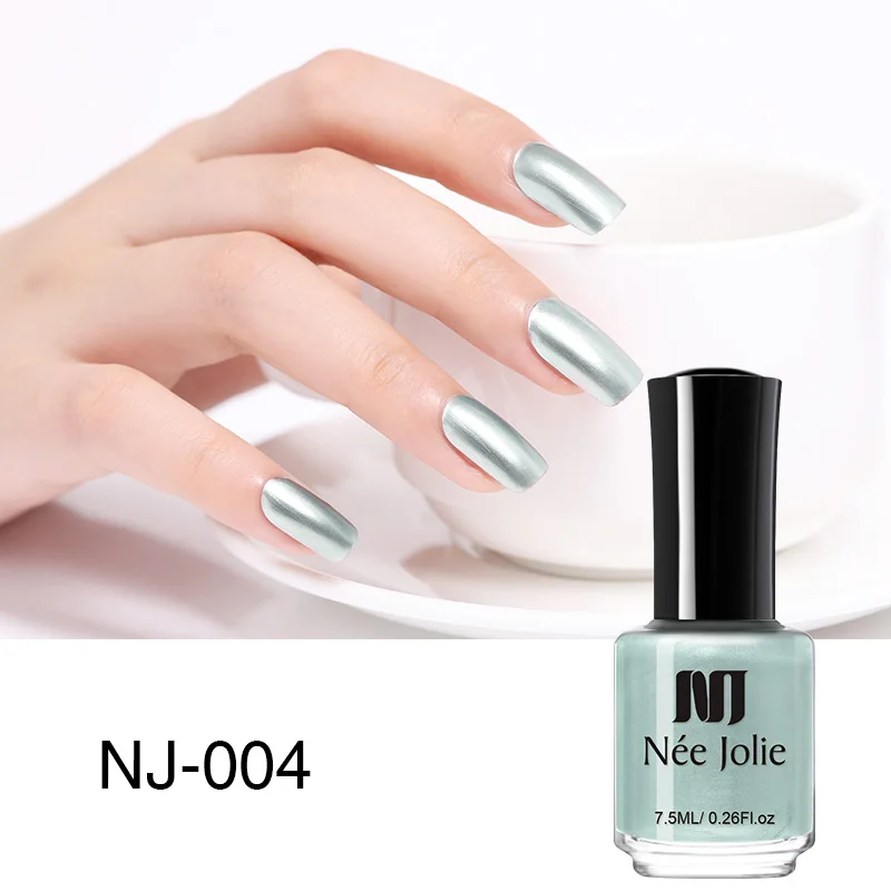 7.5ML NJ-004 NEE JOLIE Серебряный зеркальный лак для ногтей розовое золото прозрачный цвет 7,5 мл стойкий лак для ногтей 18 цветов Быстросохнущий лак для ногтей - Цвет: 7.5ML NJ-004
