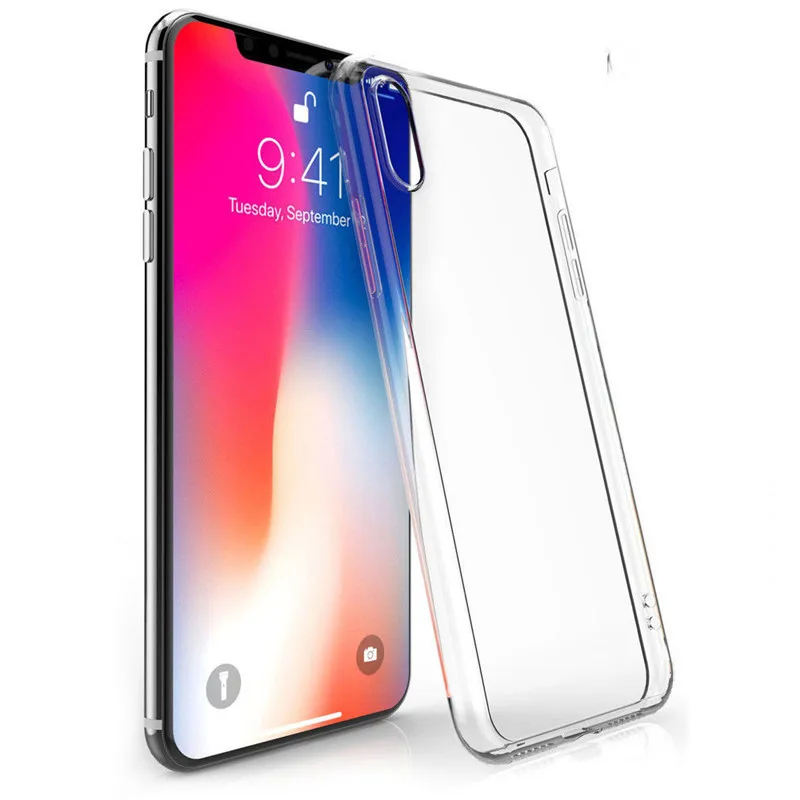50pcs Transparent case For iPhone X Silicone Clear Soft TPU cases XS Max XR Ultra Crystal Full Protective Back Cover |