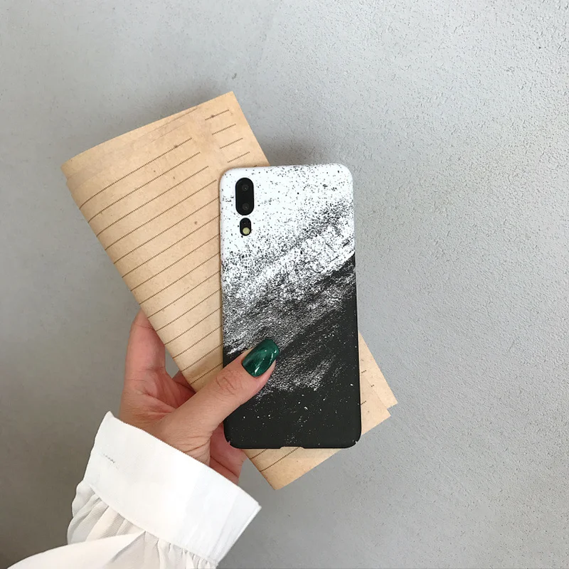INS Style Simple Sand Painting Phone Case for Xiaomi 6 8 SE Note 3 luxury brand Matte Hard PC Painted Vintage Busines Patterned |