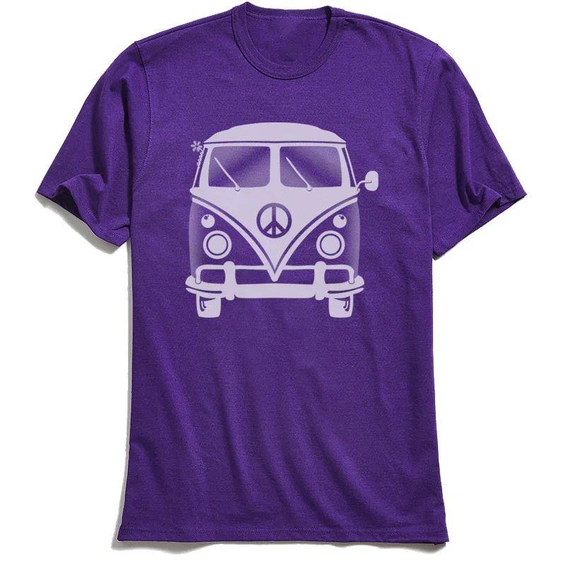 Классическая Черная Мужская футболка 80 s, футболка Hippie Peace Van, топы, футболки для школы, круглый вырез, хлопок, короткий рукав, футболки