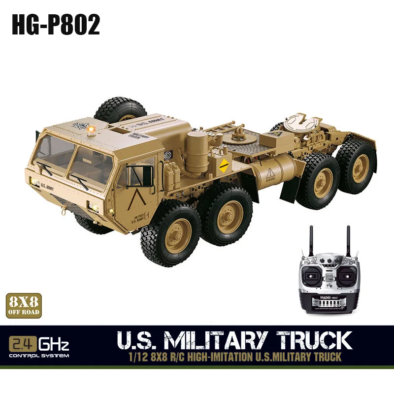 HG 1/12 RC Военный Грузовик Металл 8*8 шасси P802 W/двигатель ESC Радио система с