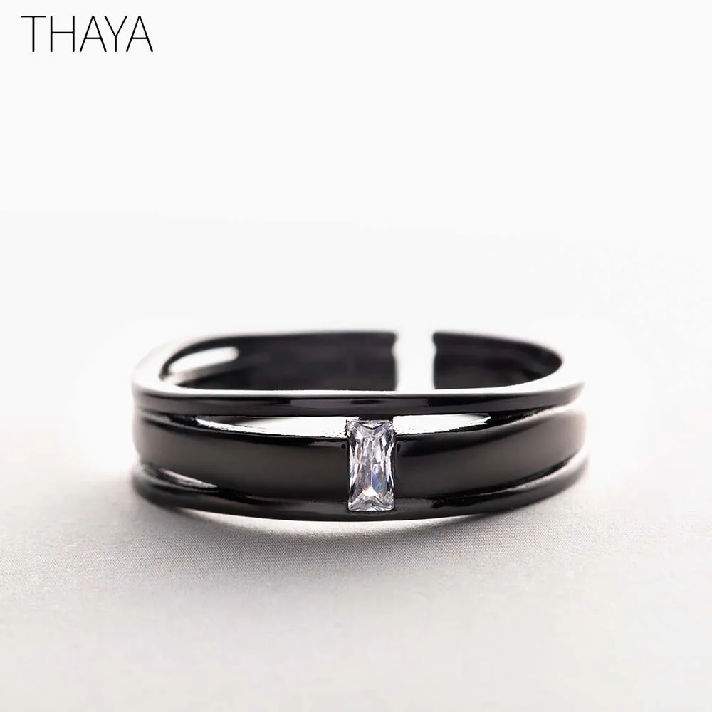 Thaya до конца кольца S925 серебро стерлингового серебра простой личности для любви юбилей женщин подарок - Цвет камня: women rings
