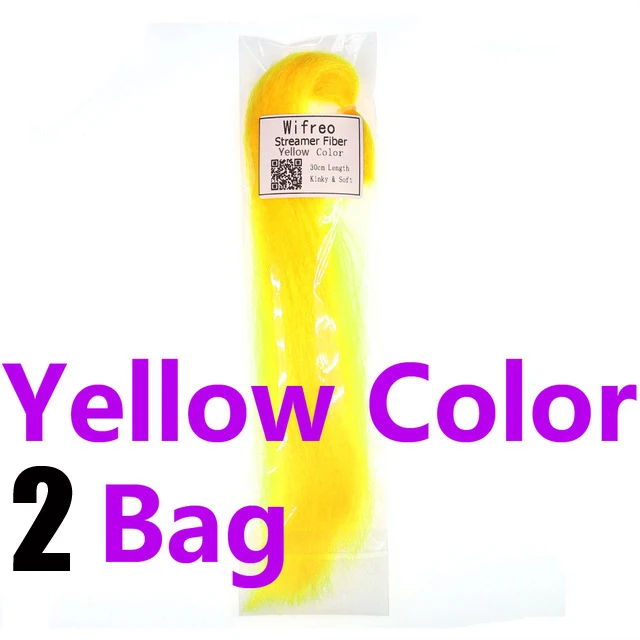 Yellow 2 bag Wifreo 2 шт. в упаковке 30 см гофрированный курчавый гольян волокно Стример Летать волокна Бактейл джиг голова Связывание материал для ловли нахлыстом приманка - Цвет: Yellow 2 bag