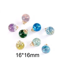 10pcs 1616mm jewelry crystal glass dried real flowers ball charms earring necklace pendant girl gift jewelry accessory yz419