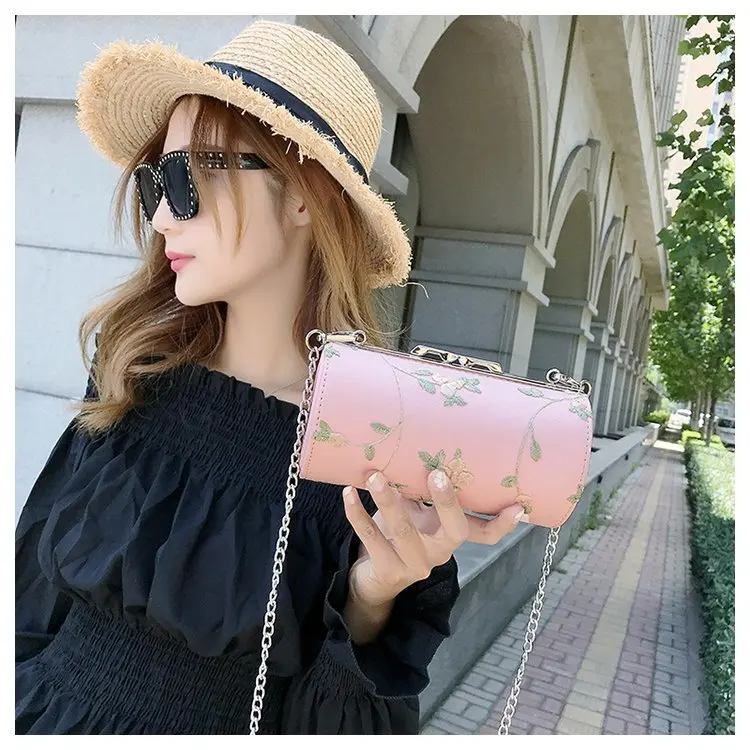 IMOK бренд crossbody hangbag для женщин с цветами сумки круглый плечевой ремень цепочка