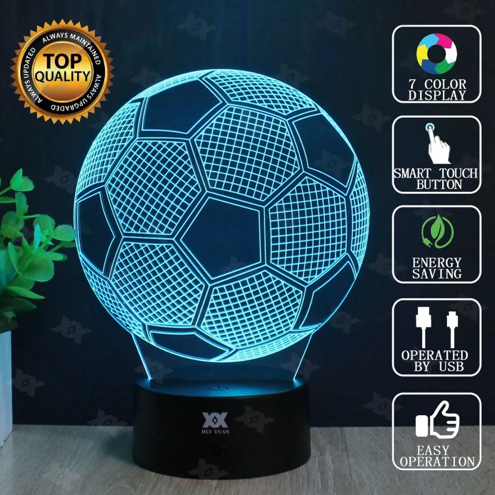 3D иллюзия Футбол Дистанционное управление LED Настольная настольный ночник 7