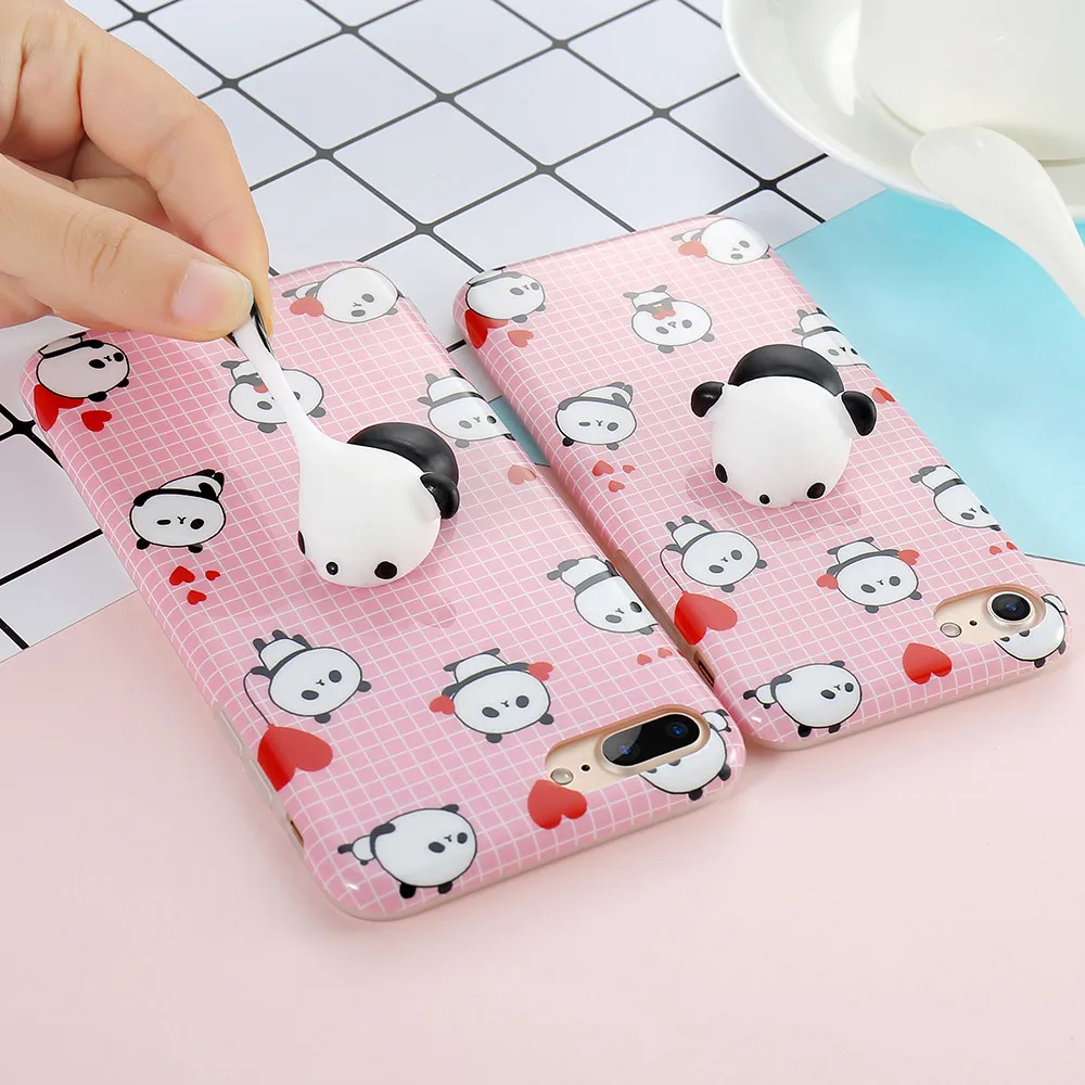 Kisscase милые 3D мягкими телефон чехлы для iPhone 7 Plus Забавный Кот Panda Печать крышка 6 6S