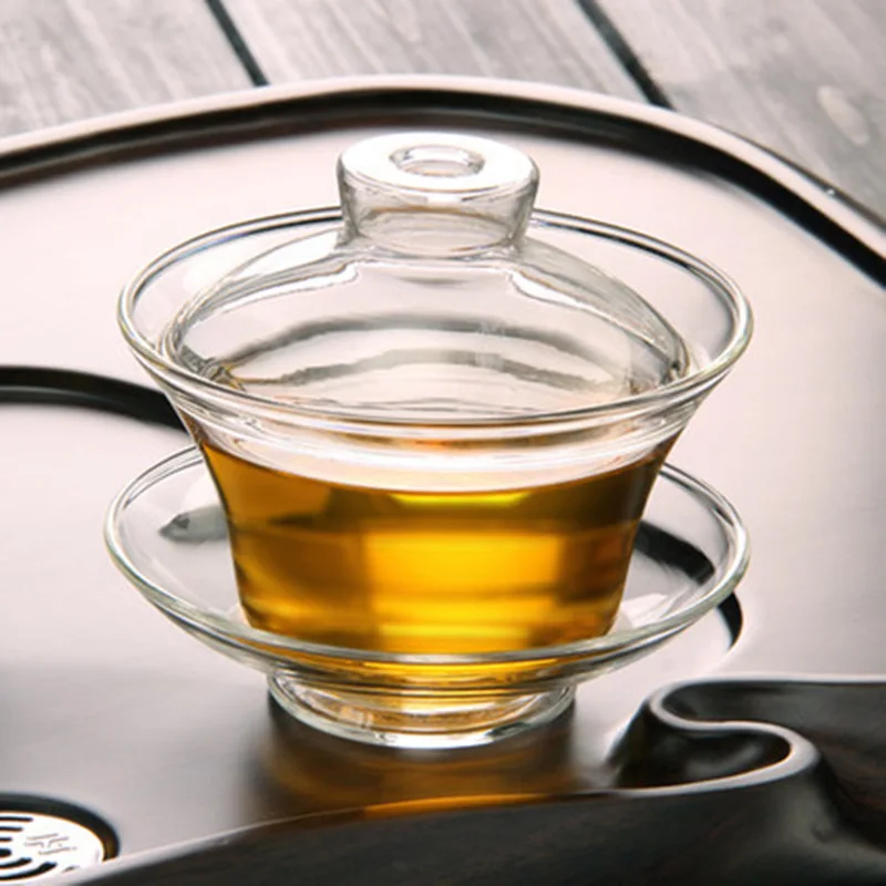 

Heat-resistant Glass Tea Bowl Sancai Glass Gainwan Kung Fu Tea Set