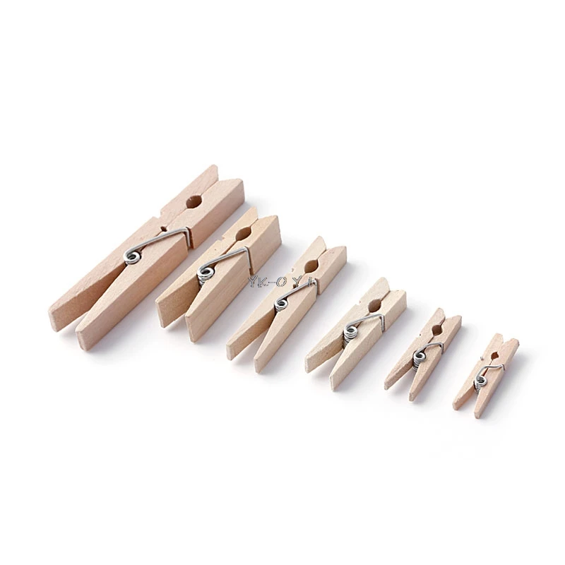 

50pcs 25-72MM Natural Wooden Clothes Photo Paper Peg Clothespin Craft Clips
