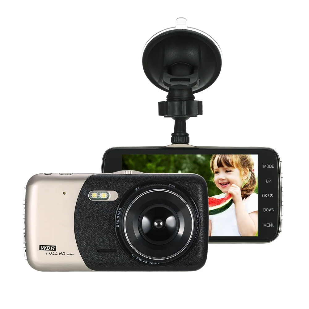 4 &quotДвойной объектив Видеорегистраторы для автомобилей Камера Dash Cam видеокамера