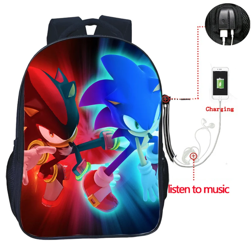 Sonic зубная щётка USB заряд рюкзак для учеников, мальчиков и девочек сумки модные школьные сумки для подростков повседневные Для мужчин Для женщин подростков распылитель ранцевого типа для с - Цвет: 18