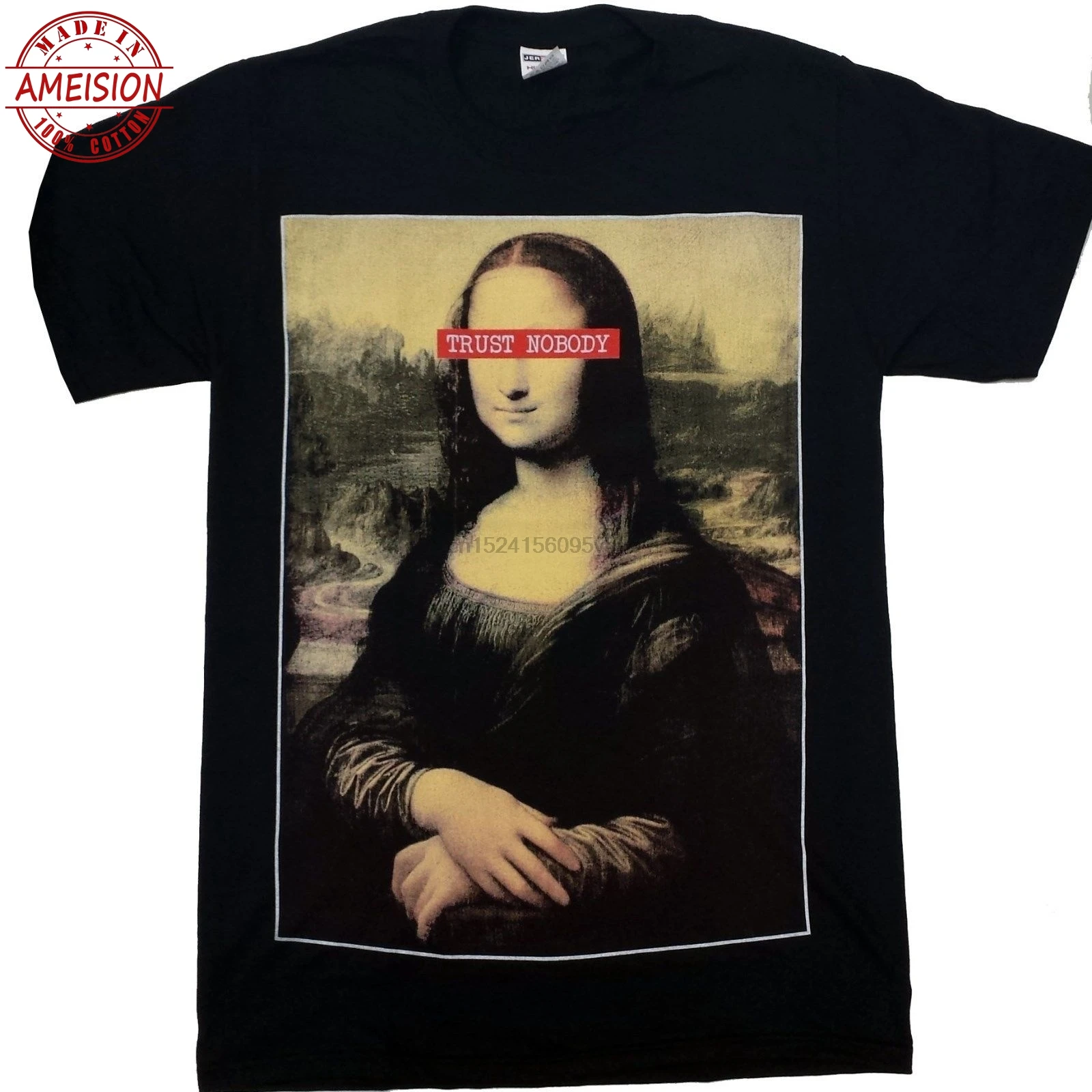 Подробная информация о MONA LISA I Love Art Painting Oil Leonardo Da Vinci Funny Trust Nobody Мужская футболка с