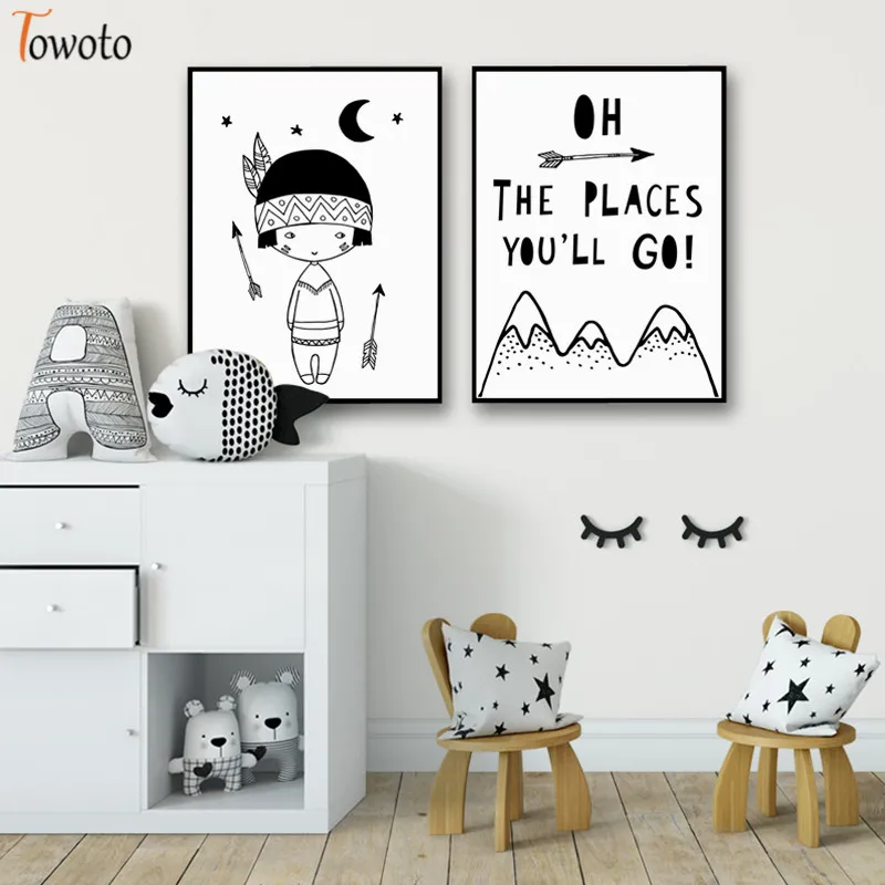 Монохромная Картина на холсте принт приключений вдохновение Цитата плакат племя