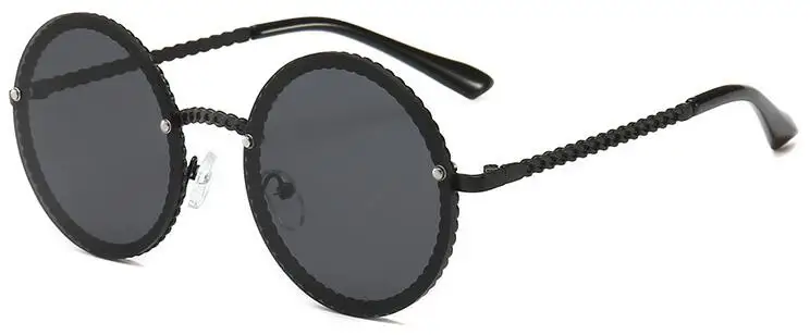 C1 black gray Популярные большие круглые солнцезащитные очки, женские металлические оправа с цепочкой, прозрачные желтые линзы, солнцезащитные очки для мужчин и женщин, летние Оттенки uv400 - Цвет линз: C1 black gray