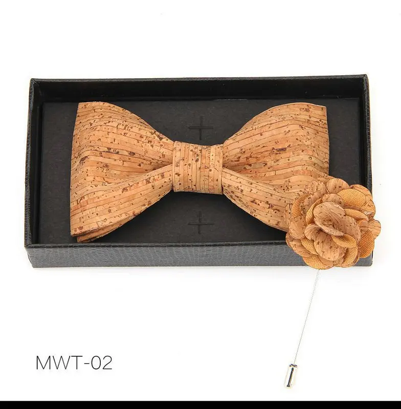 Bowtie Set Новинка мужской мальчик Пробка Деревянный Банкетный броши на булавке галстук-бабочка набор ручной работы Свадебная вечеринка деревянный галстук бабочка костюм галстук бабочка галстук - Цвет: Bowtie Set