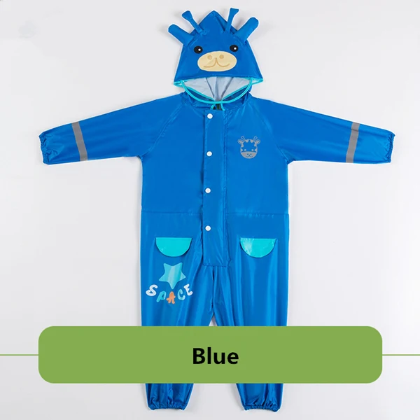 Blue Giraffe Плащ-дождевик в стиле жирафа для мальчиков от 3 до 8 лет, уличные комбинезоны, водонепроницаемая одежда для дождевик для маленьких мальчиков, дождевик для девочек и костюм со штанами-дождевиками - Цвет: Blue Giraffe