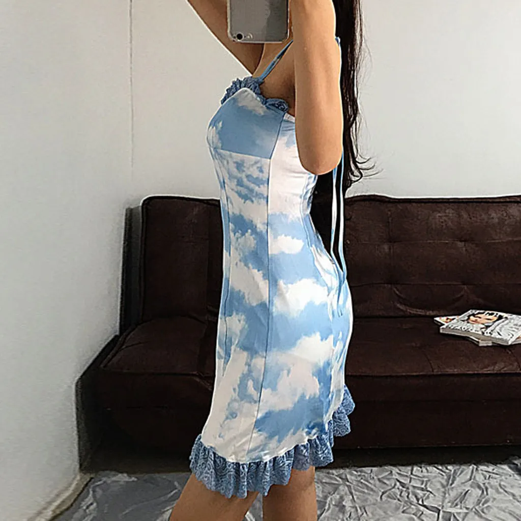 Мода 2019 летнее платье женское сексуальное богемное с принтом оборками