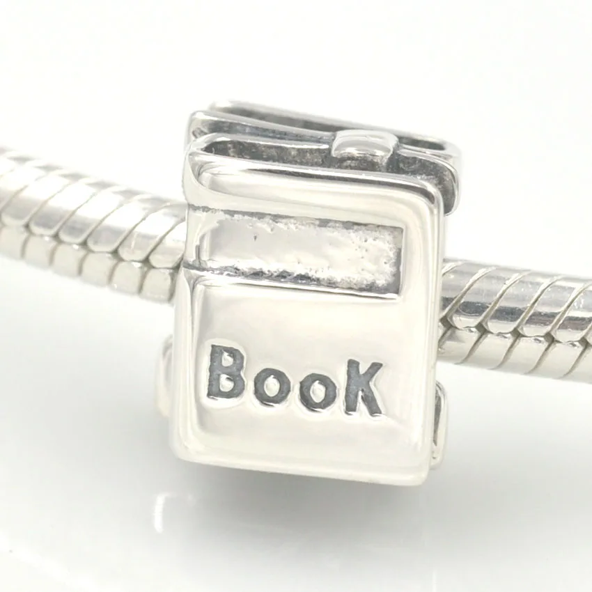 Подвеска книга из серебра 925 пробы с бусинами Подходит для Pandora Charms браслета сделай сам ювелирных