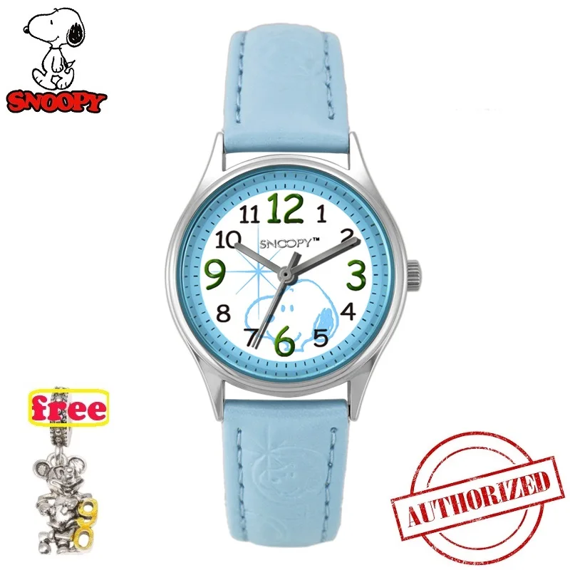 SNOOPY официальный relojes мультфильм детские часы модные детские милые PU Кварцевые часы для девочек и мальчиков relogio feminino SNW682 - Цвет: Бронза