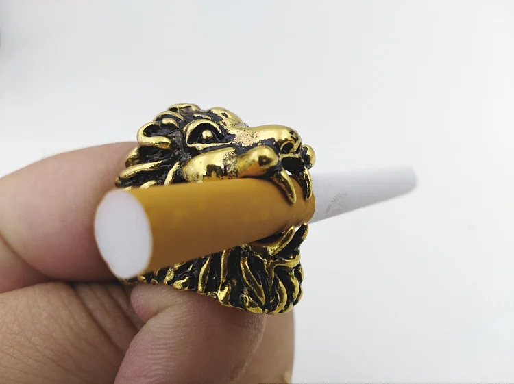 bronze 19mm ring Новое Дымовое кольцо, держатель для сигарет, дизайн Льва, стойка, кольцо на палец для 8 мм, аксессуары для сигарет, гаджет для мужчин - Цвет: bronze 19mm ring