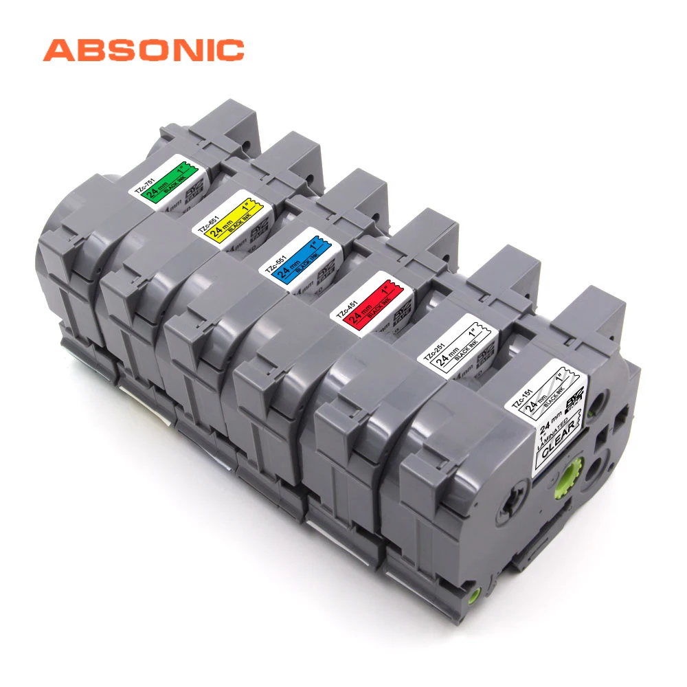 Absonic 6PCS TZ Tape 24mm Compatible For Brother P-touch Label Maker TZe TZ151 TZ251 TZ451 TZ551 TZ651 TZ751 Printer Ribbon | Компьютеры и