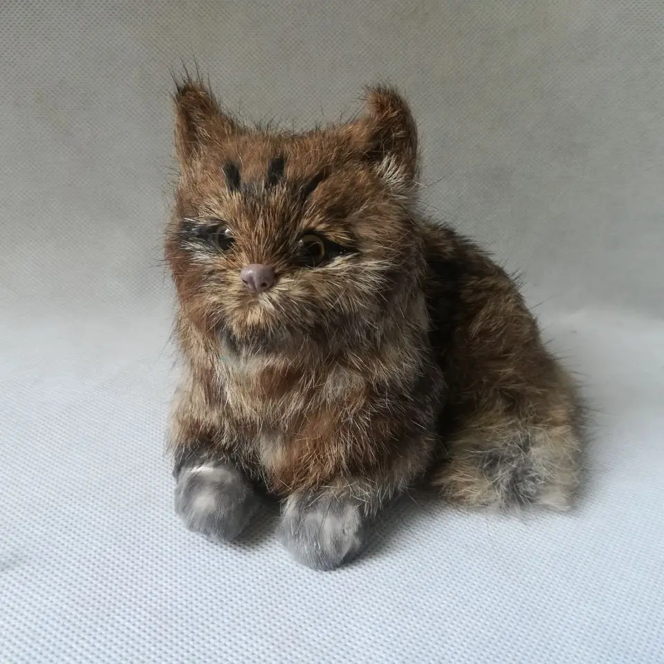 Реалистичная игрушка для кошек полиэтилен и мех около 15x11 см модель лежа кошки