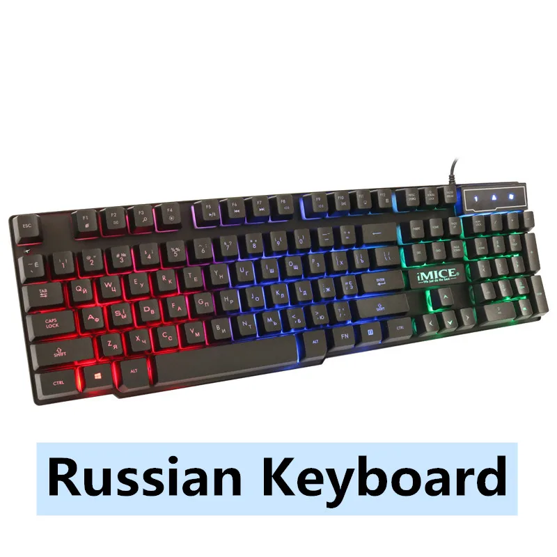 Russian Black 104 клавишная игровая клавиатура механическая клавиатура с подсветкой русская геймерская Клавиатура проводная USB игровая клавиатура для ПК - Цвет: Russian Black